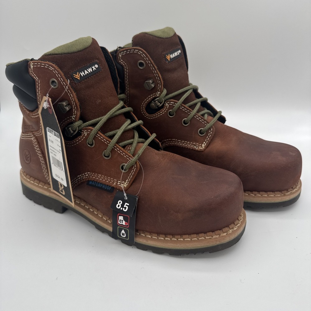 Hawx Boots Women's Sz 8.5 Brown Work Gear Platoon Waterproof Composite Toe Lace